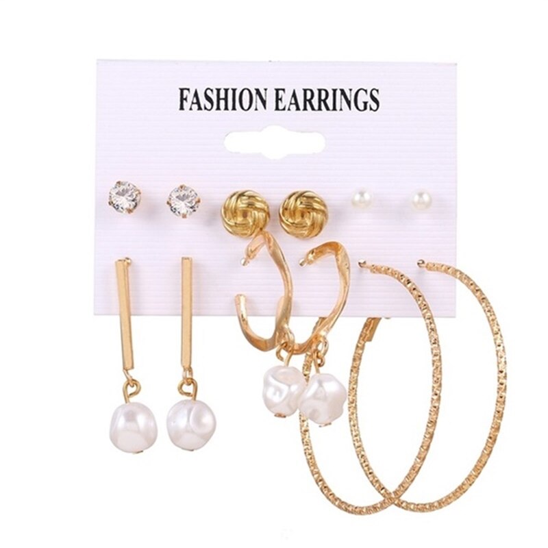 FNIO Statement Gold/Sliver Big Bamboo Circle Hoop Earrings For Women Hip Hop Earrings set Classic Jewelry 3pcs/set