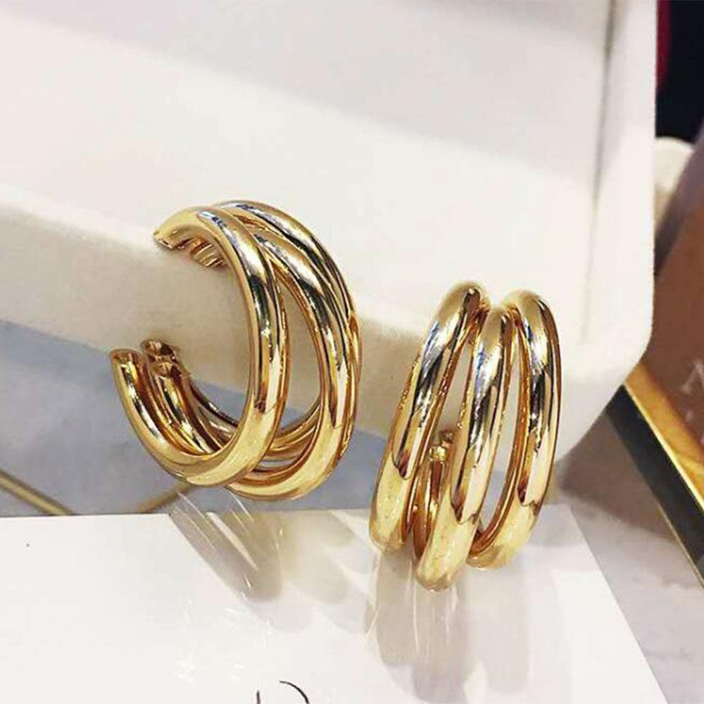 2021 Retro Alloy Metal Round Hoop Earrings for Women Fashion Gold Color Silver Color Bohemian Jewelry Earrings Party Gift