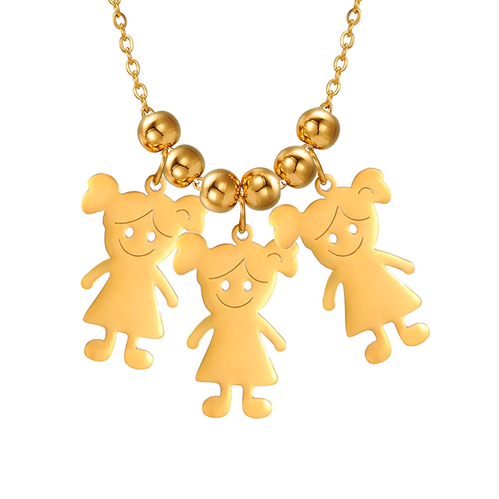 Lemegeton Personalized Custom Name Children Necklace For Women Stainless Steel Engraved Family Necklaces Kids Mother Jewelry