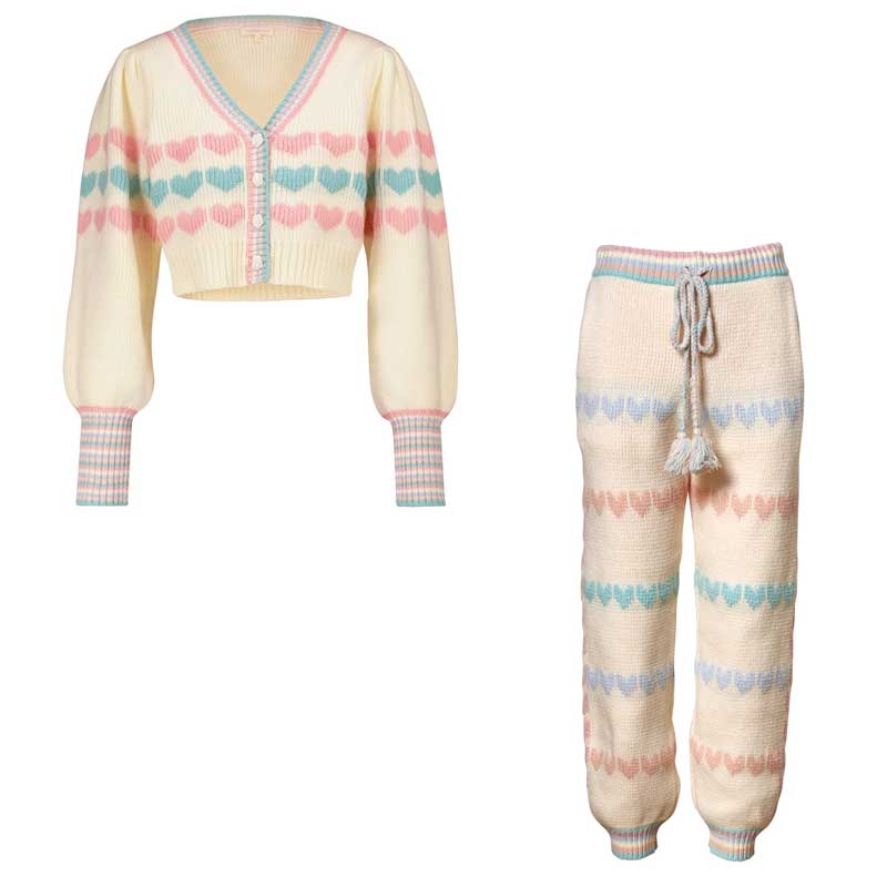 BOHO INSPIRED Knitted Pant sets Winter Warm Two piece Sets Women long sleeve Sweater joggers sweatpants cardigan Matching Sets