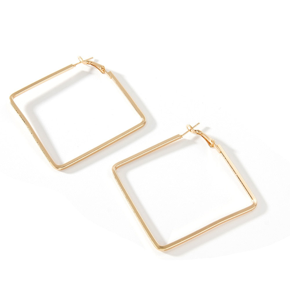BLIJERY Trendy Oversize Geometric Big Hoop Earrings For Women Basketball Brincos Exaggerated Large Square Earrings Punk Jewelry