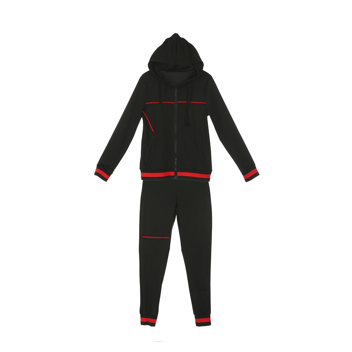 2021 Autumn Women's Sportswear 2pcs Women's Hooded Long Sleeve Zip Crop Tops Long Pants Trousers Loose Casual Clothes Set