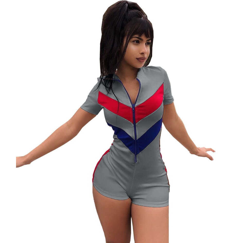 Jumpsuit ladies clothing sexy ladies sports stitching shorts jumpsuit DN8087