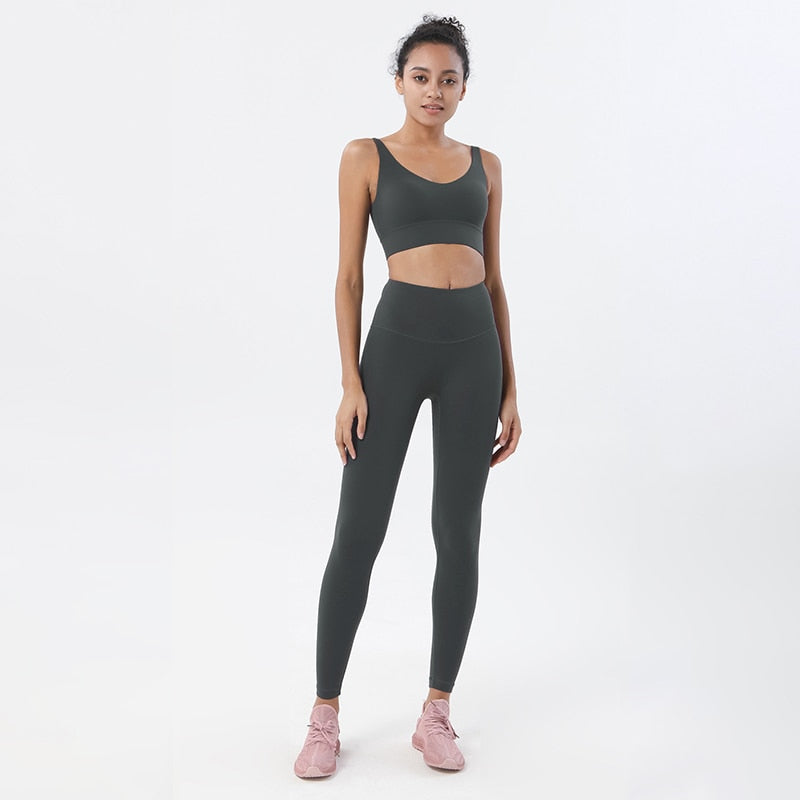SOISOU 2022 New 2 Piece/set Tracksuits Women's Yoga Set Sports Suit Women Lounge Wear Crop Tops Sexy Women Leggings 14 colors