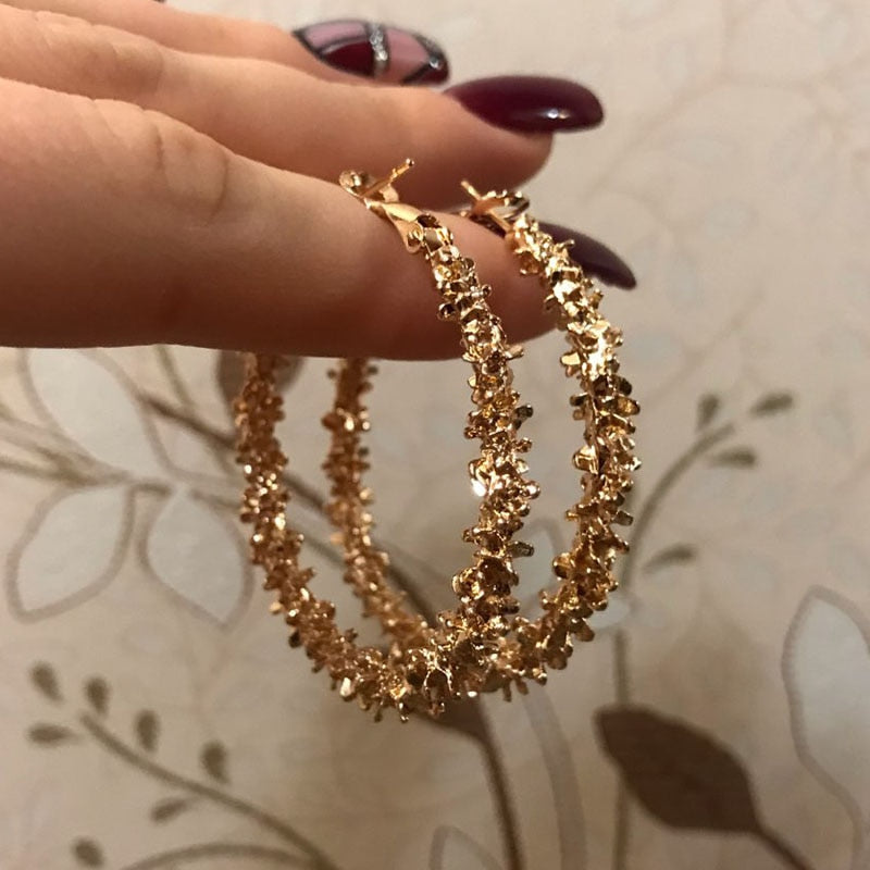 2021 Retro Alloy Metal Round Hoop Earrings for Women Fashion Gold Color Silver Color Bohemian Jewelry Earrings Party Gift