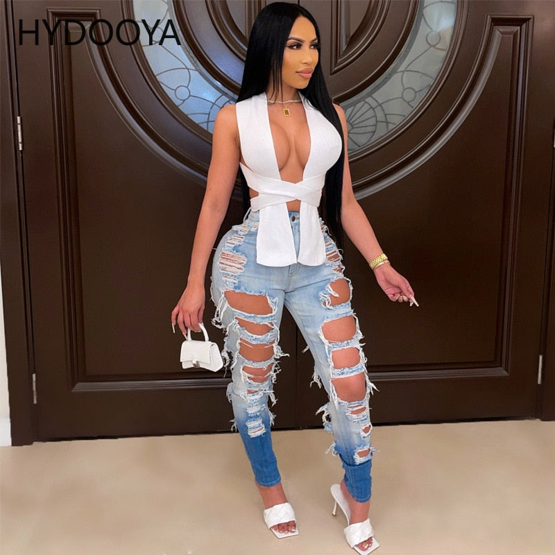 Women Sweater Vest Solid Sleeveless Hollow Out Knit Ribbed Stretchy Crop Tank Sweater Tops Sexy Fashion Streetwear Women Outfits