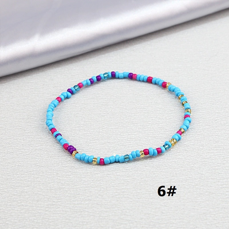 Color Rice Beads Ankle Bracelet Bohemian Mixed Irregular Beads anklets for Women Leg Bracelet Beach seaside Foot Fashion Jewelry