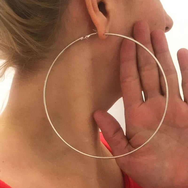 BLIJERY Exaggerated 12CM Oversized Hoop Earrings Basketball Brincos Smooth Big Circle Earrings for Women Punk Jewelry Oorbellen