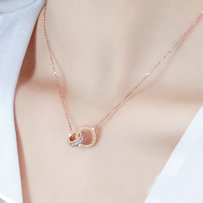 2021 Fashion Jewelry Luxury Gold Color Roman Hanging Numeral Choker Necklace For Women Party Stainless Steel Pendants Necklace