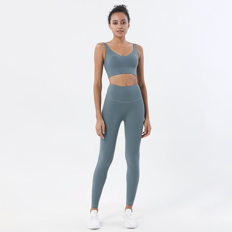 SOISOU 2022 New 2 Piece/set Tracksuits Women's Yoga Set Sports Suit Women Lounge Wear Crop Tops Sexy Women Leggings 14 colors