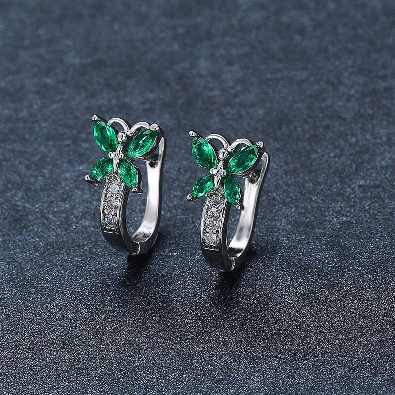 Blaike Cute Butterfly Hoop Earrings For Women AAA Zircon Gold Earring Charming Female Wedding Party Jewelry Birthday Gifts