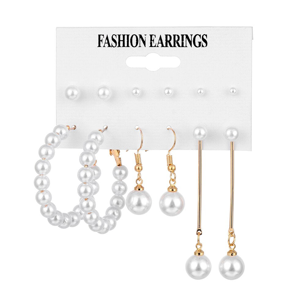 FNIO Statement Gold/Sliver Big Bamboo Circle Hoop Earrings For Women Hip Hop Earrings set Classic Jewelry 3pcs/set