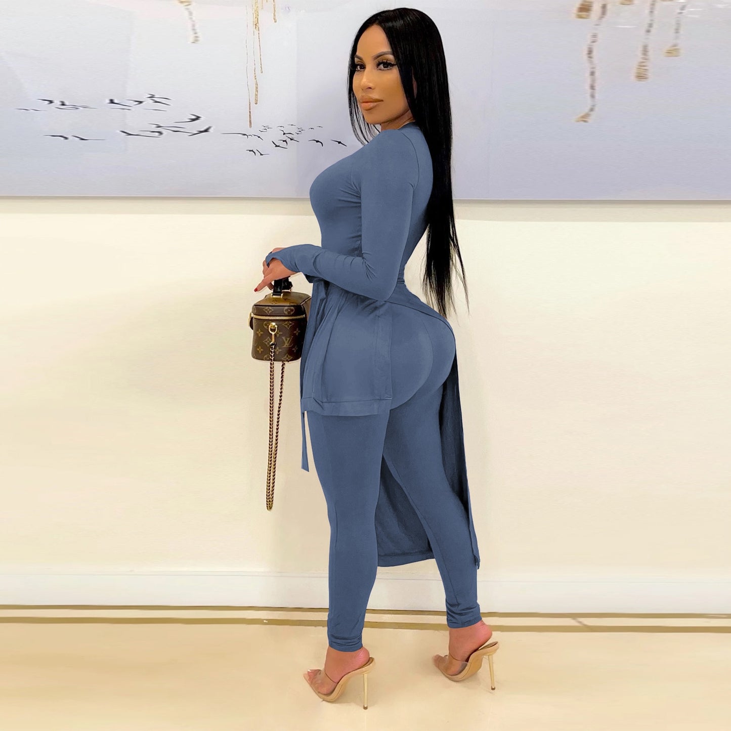 Faith Print Women Knitted Skinny Set Ladies Long Sleeve Sweater Legging Pants Suits Autumn Winter Bodycon Tracksuits Fitness Set