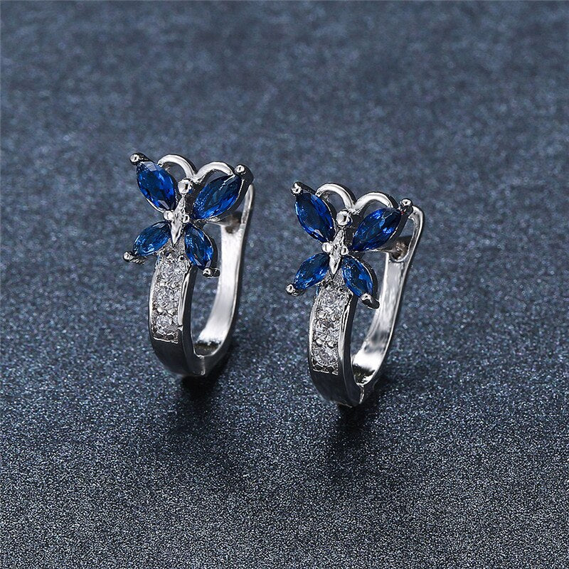 Blaike Cute Butterfly Hoop Earrings For Women AAA Zircon Gold Earring Charming Female Wedding Party Jewelry Birthday Gifts