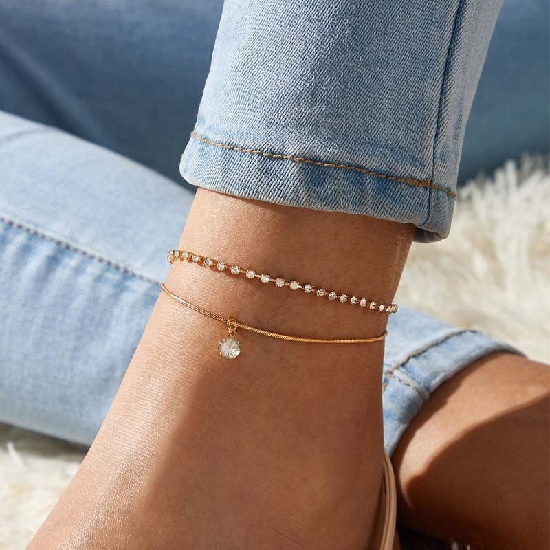 Bohemia Gold Silver Color Chain Ankle Bracelet On Leg Foot Jewelry Boho Pineapple Star Charm Anklet Set For Women Accessories