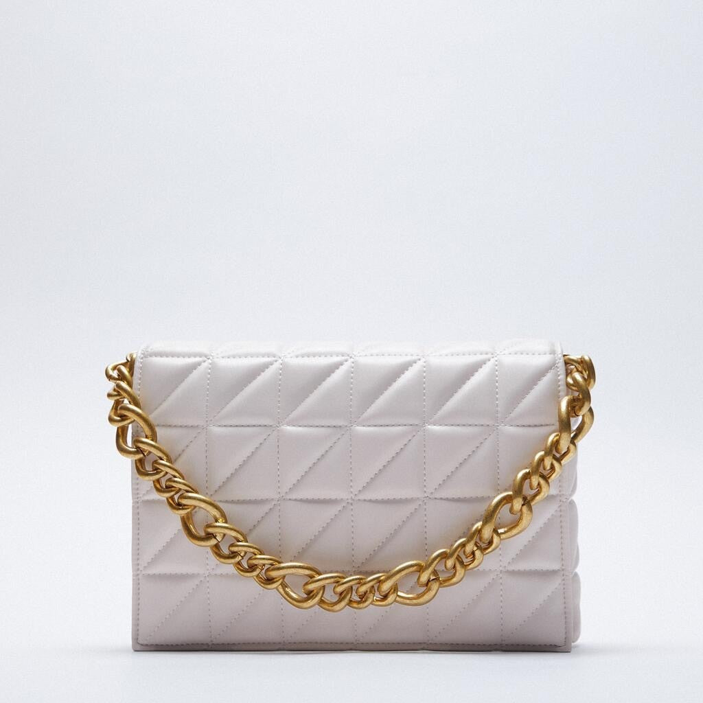 Women Diamond Lattice PU Messenger Bags Metal Chains Crossbody Hand Bag Causal Tote Flap Bag for zara woman Shoulder Bag
