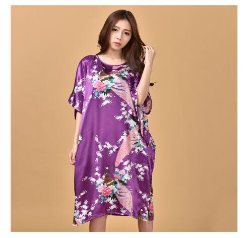 Plus Size Black Women's Summer Lounge Robe Lady New Sexy Home Dress Rayon Nightgown Large Loose Sleepwear Bathrobe Gown S002-B