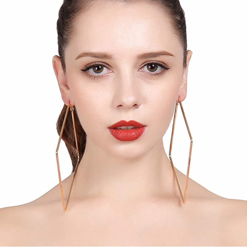 BLIJERY Trendy Oversize Geometric Big Hoop Earrings For Women Basketball Brincos Exaggerated Large Square Earrings Punk Jewelry