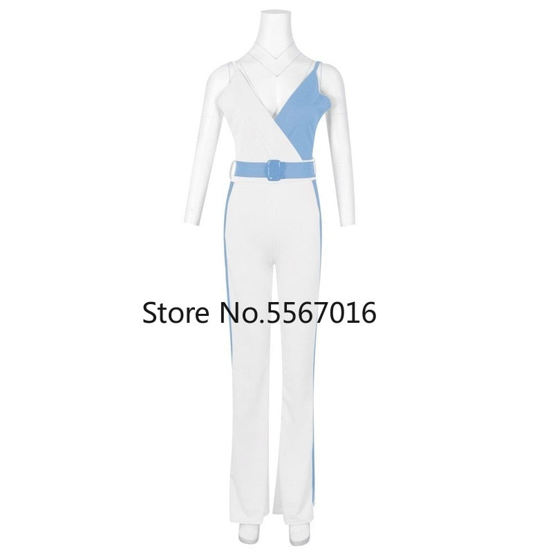 Sexy Women Jumpsuit Elegant Office Ladies V Neck Fashion Color Patchwork Flared Long Jumpsuits Party Playsuit Club Wear Rompers