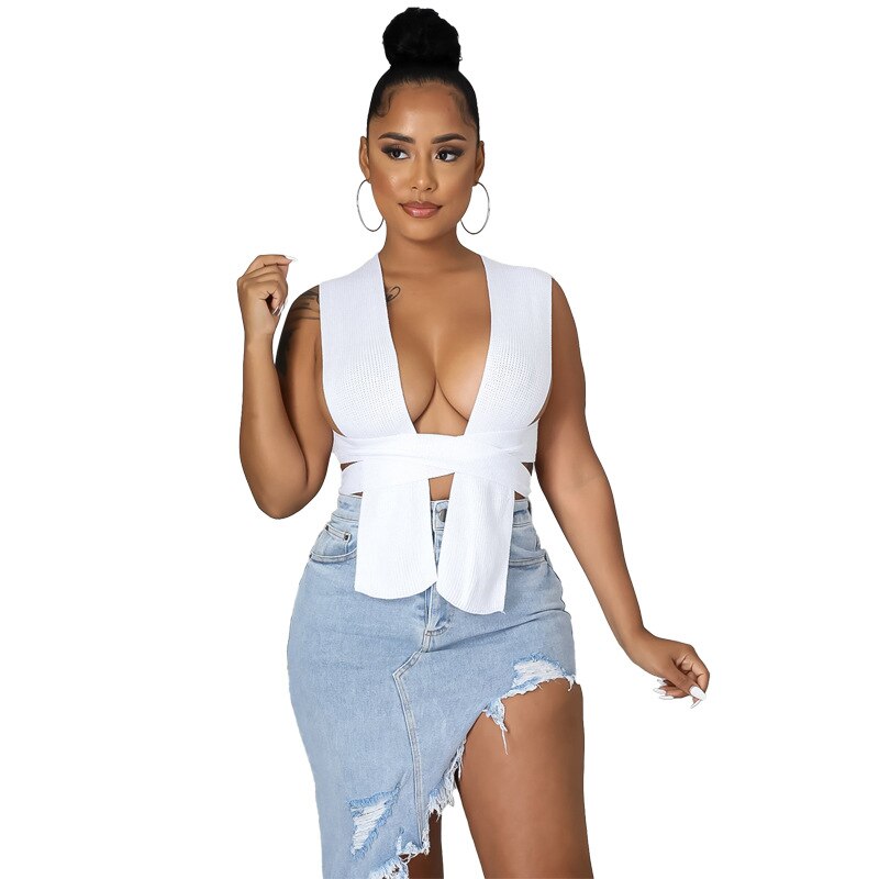 Women Sweater Vest Solid Sleeveless Hollow Out Knit Ribbed Stretchy Crop Tank Sweater Tops Sexy Fashion Streetwear Women Outfits