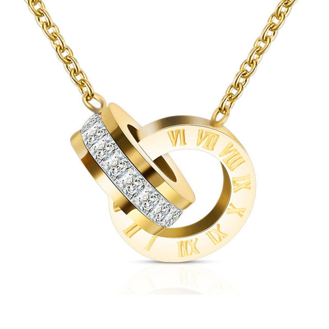2021 Fashion Jewelry Luxury Gold Color Roman Hanging Numeral Choker Necklace For Women Party Stainless Steel Pendants Necklace