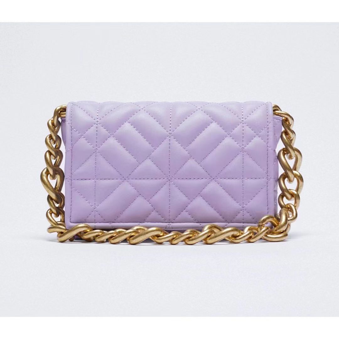 Women Diamond Lattice PU Messenger Bags Metal Chains Crossbody Hand Bag Causal Tote Flap Bag for zara woman Shoulder Bag
