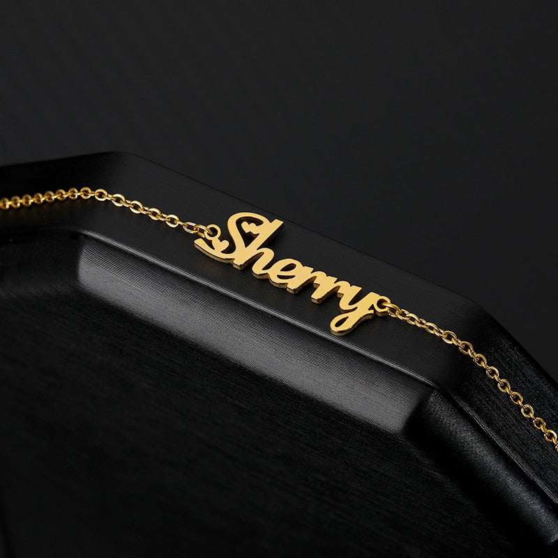 stainless steel anklet Personalized name ankle bracelet custom anklet bracelet prenom браслет на ногу bransoletka na noge