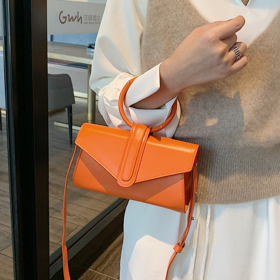 Diagonal Bag Hand Bag Women's 2021 Fashion Simple Designer Handbag Woman Luxury Pu Leather Solid Color Clutch Ladies