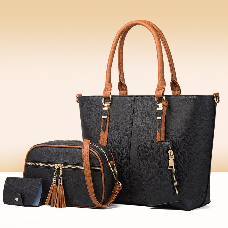 Casual Women Handbags Messenger Bags High Quality Pu Leather Ladies 4 Pieces Shoulder Bag Fashion Female Large Capacity Tote Bag