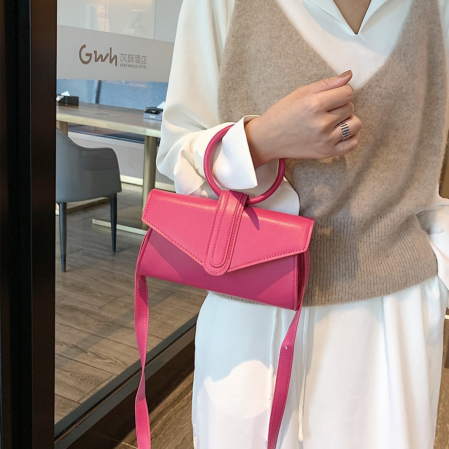 Diagonal Bag Hand Bag Women's 2021 Fashion Simple Designer Handbag Woman Luxury Pu Leather Solid Color Clutch Ladies
