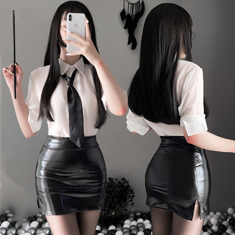 Sexy Underwear Miss Secretary Costume Women Teacher Cosplay Mini Skirt Office Uniform Role Play Lingerie Couple Sex Game Clothes