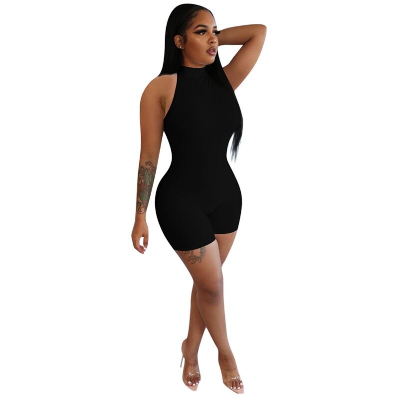 HAOYUAN Sexy Rompers Womens Jumpsuit Biker Shorts 2020 Summer Clothes Ladies One Piece Body Overalls Sleeveless Bodycon Playsuit