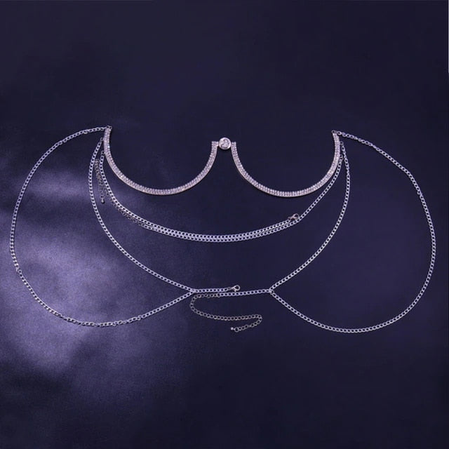 Stonefans Zircon Butterfly Tassel Breast Chain Women's Accessories Bra Top Fashion New U-shaped Sexy Shiny Rhinestone Body Chain