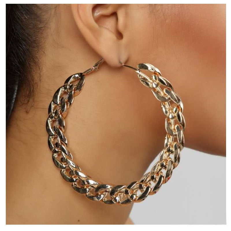FNIO Statement Gold/Sliver Big Bamboo Circle Hoop Earrings For Women Hip Hop Earrings set Classic Jewelry 3pcs/set