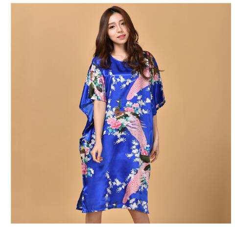 Plus Size Black Women's Summer Lounge Robe Lady New Sexy Home Dress Rayon Nightgown Large Loose Sleepwear Bathrobe Gown S002-B