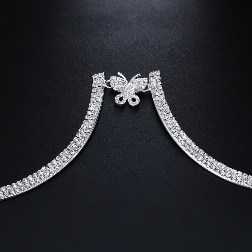 Stonefans Flash Butterfly Rhinestone Chest Bracket Bra Chain for Women Round Breast Body Jewelry NightClub Sexy Bikini Chains