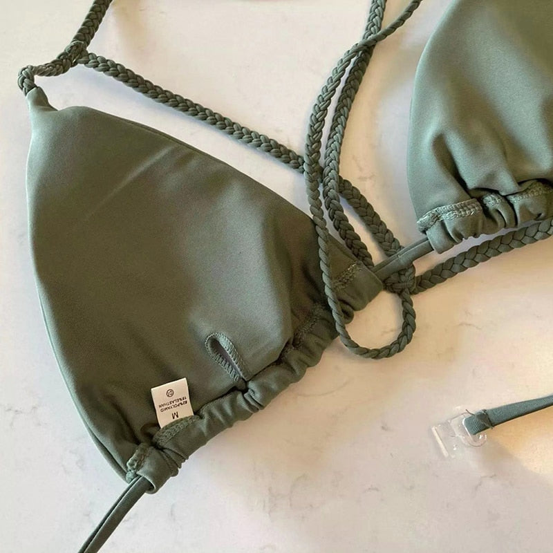 Sexy Bikini Women Push Up Swimsuit Half Cup Bathing Suit Swimming Beach Wear Solid Bikinis Set Brazilian Biquini Swimwear 2022