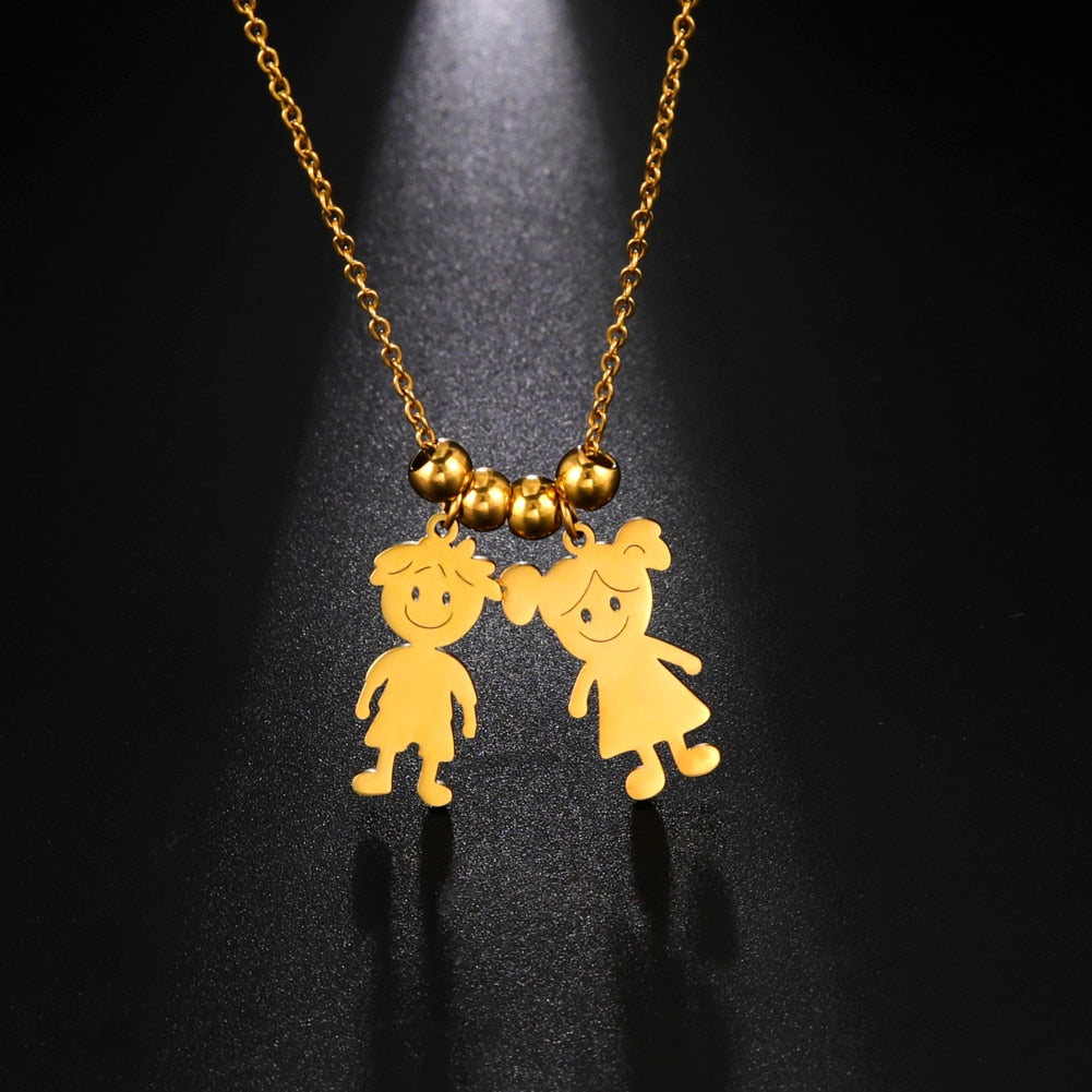 Lemegeton Personalized Custom Name Children Necklace For Women Stainless Steel Engraved Family Necklaces Kids Mother Jewelry
