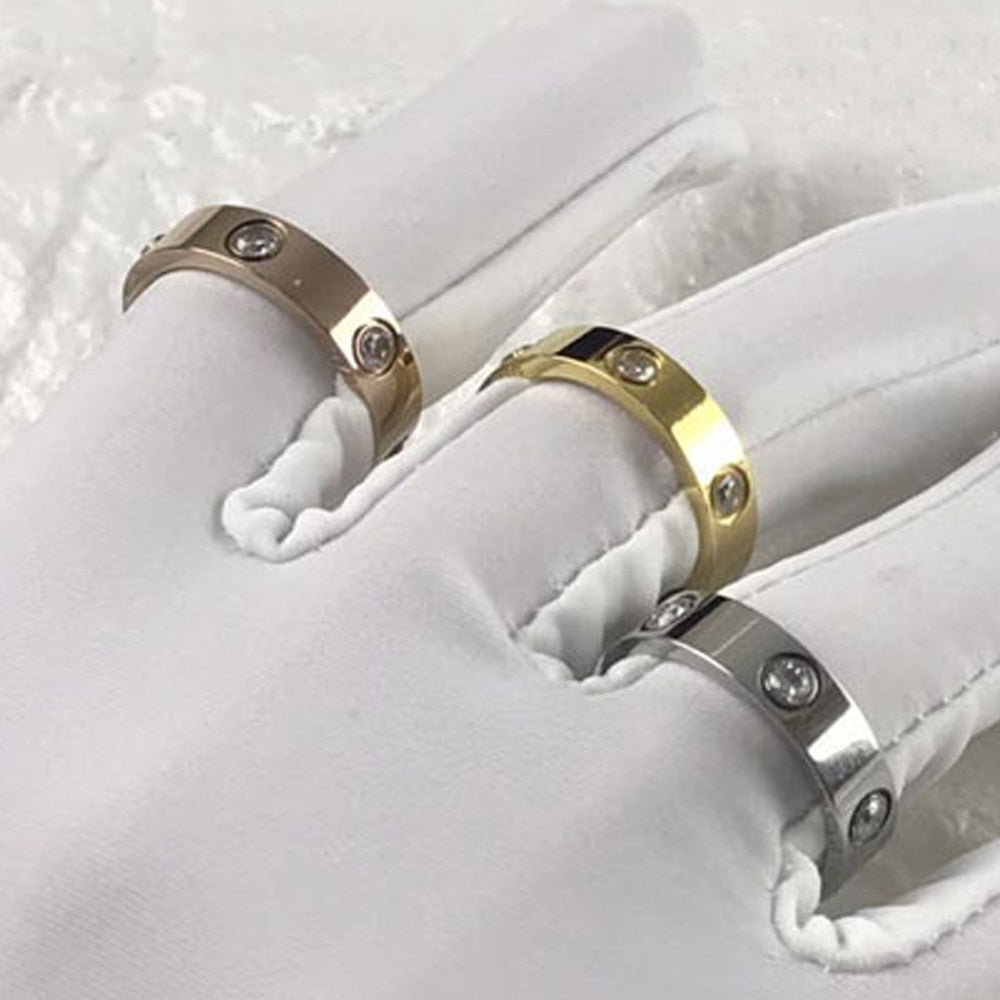 2021 Hot Stainless Steel Crystal Rings for Women Fashion Titanium Bague Femme Wedding Engagement Ring Lover Luxury Brand Jewelry