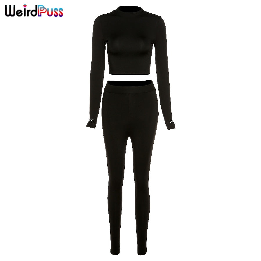 OrangeA turtleneck tracksuit women solid long sleeve crop top leggings sporty bodycon streetwear stretchy matching set outfits