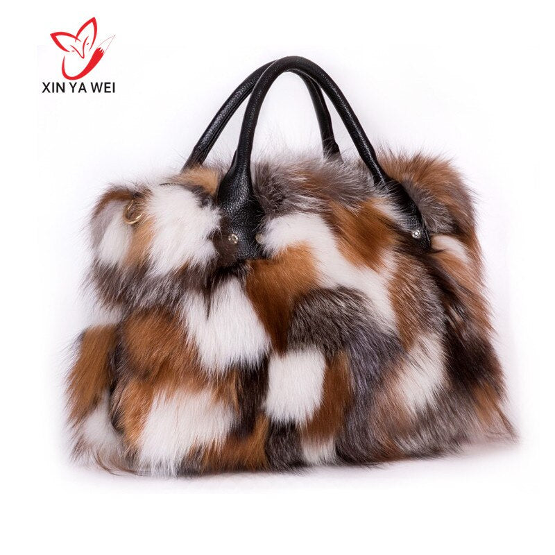 Big bag made of fox fur, new Women Luxury bag made of genuine Fox fur, large size, crossbody bag, Gift diagonal package