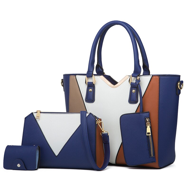 Casual Pu Leather Women Pu Leather Handbags Tote Bags Large Capacity 4 Pieces Set Messenger Bag High Quality Female Shoulder Bag