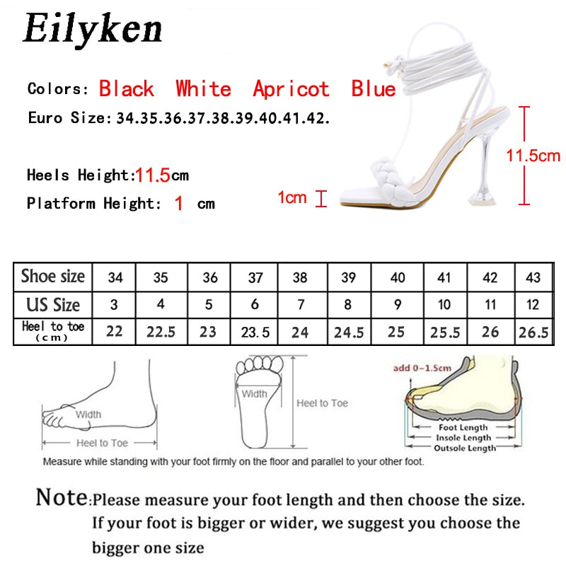 Eilyken 2022 New Summer Fashion Design Weave Women Sandals Transparent Strange High heels Ladies Sandals Open Toe Shoes