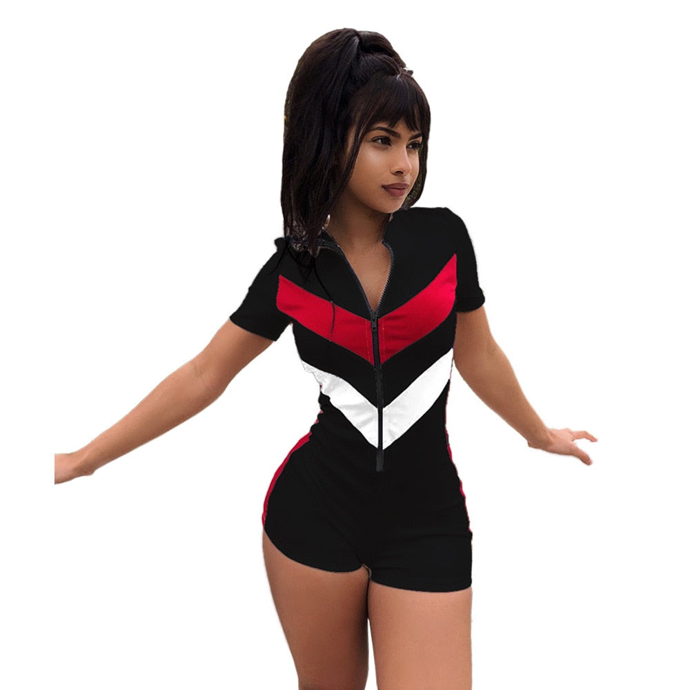 Jumpsuit ladies clothing sexy ladies sports stitching shorts jumpsuit DN8087