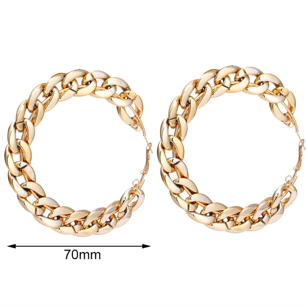 FNIO Statement Gold/Sliver Big Bamboo Circle Hoop Earrings For Women Hip Hop Earrings set Classic Jewelry 3pcs/set