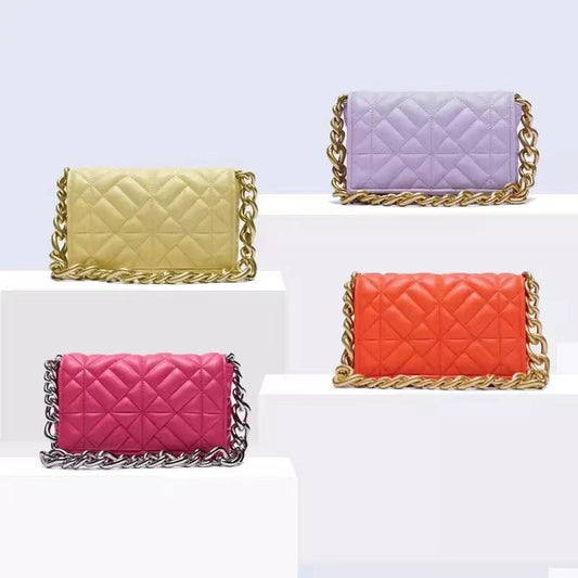 Women Diamond Lattice PU Messenger Bags Metal Chains Crossbody Hand Bag Causal Tote Flap Bag for zara woman Shoulder Bag
