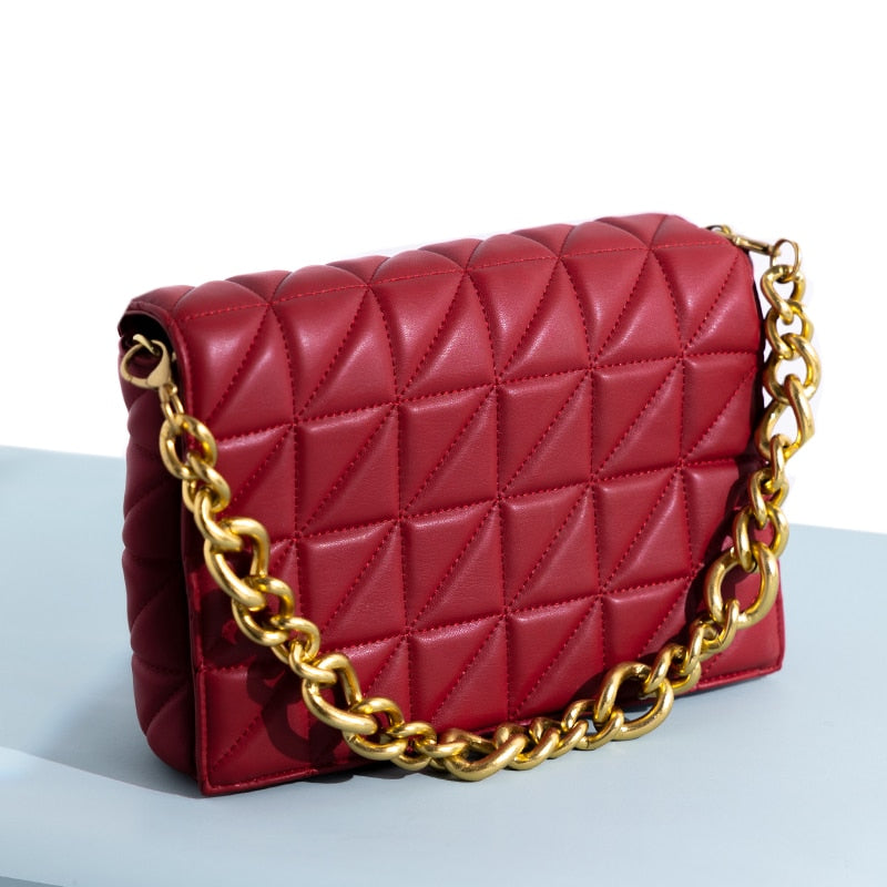 Branded Women's Shoulder Bags 2020 Thick Chain Quilted Shoulder Purses And Handbag Women Clutch Bags Ladies Hand Bag