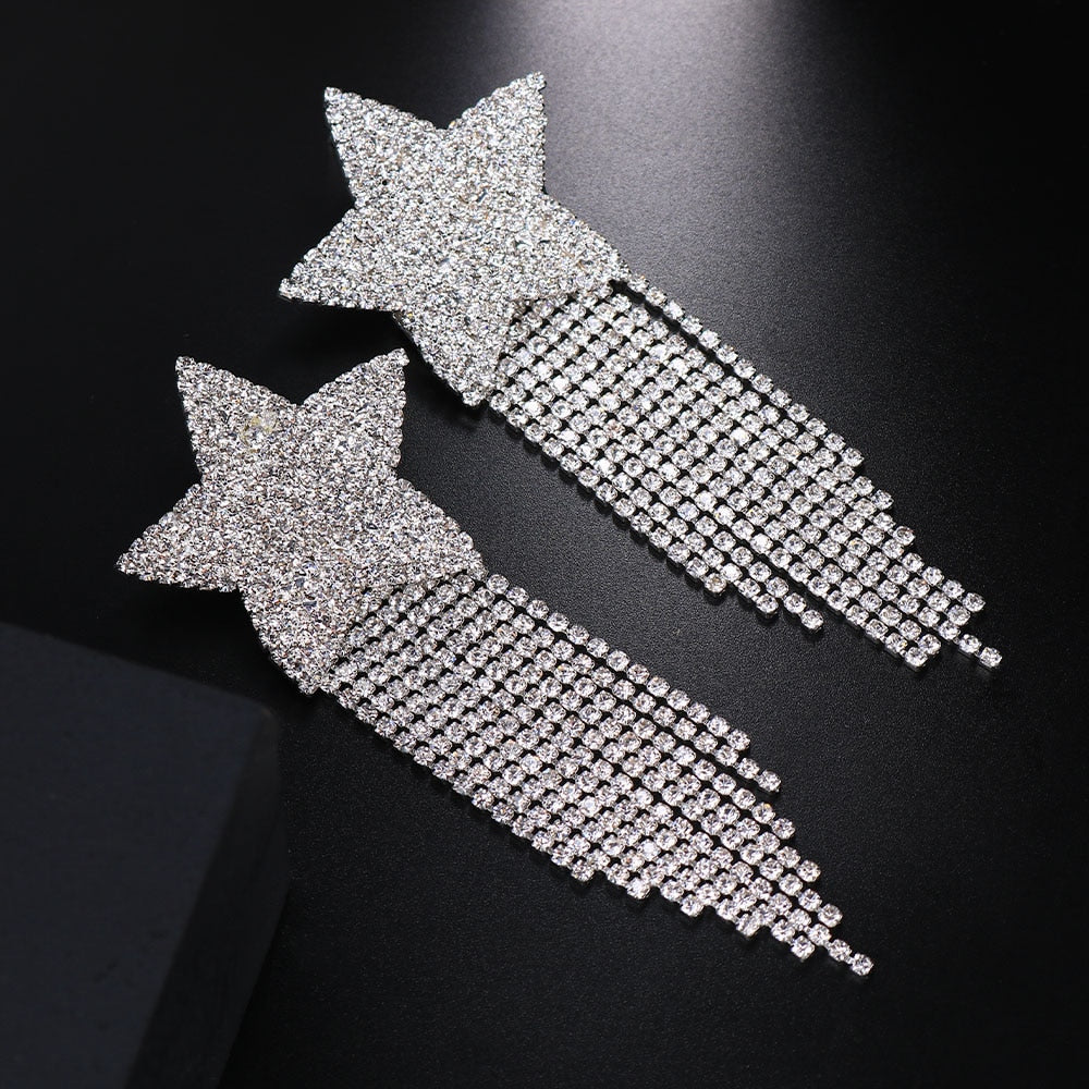 Stonefans 2 PCS Rhinestone Heart Tassel Nipple Stickers Breast Petals Women Sexy Body Chain Cover Nipple Pasties Sticker Jewelry