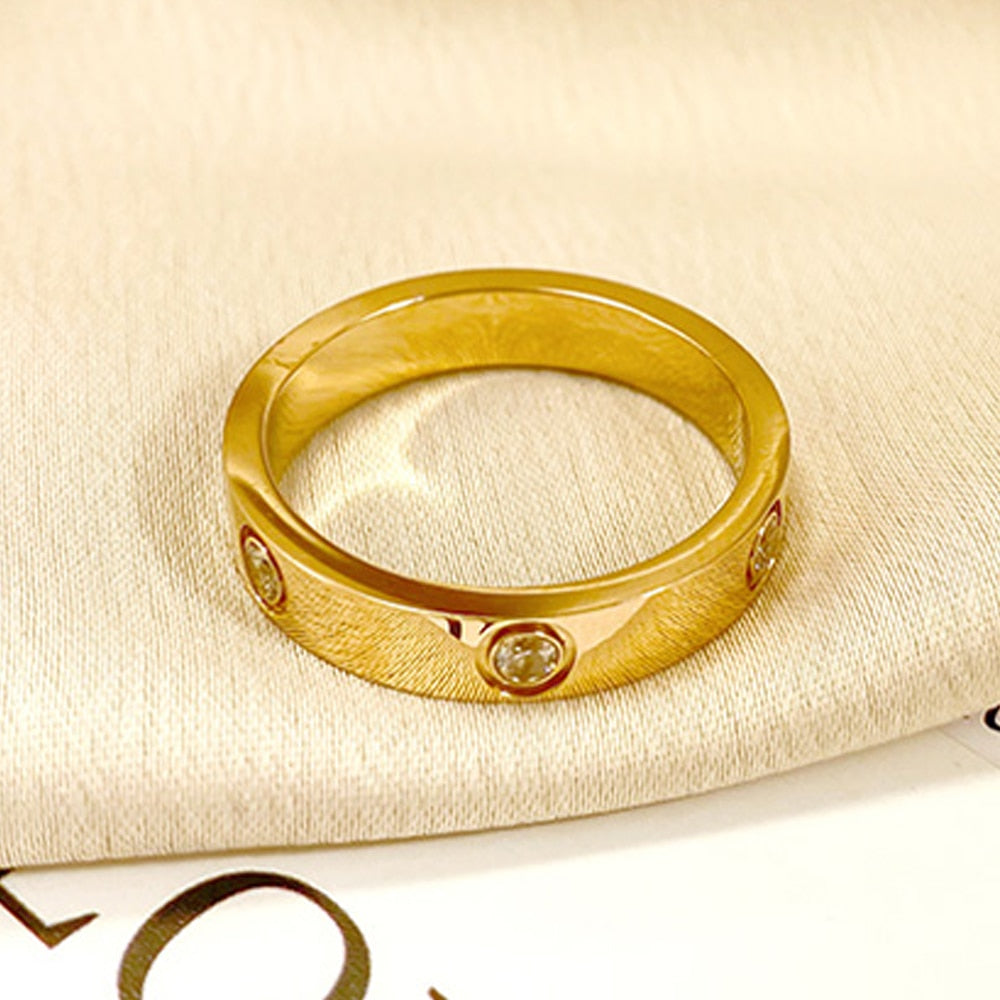 2021 Hot Stainless Steel Crystal Rings for Women Fashion Titanium Bague Femme Wedding Engagement Ring Lover Luxury Brand Jewelry
