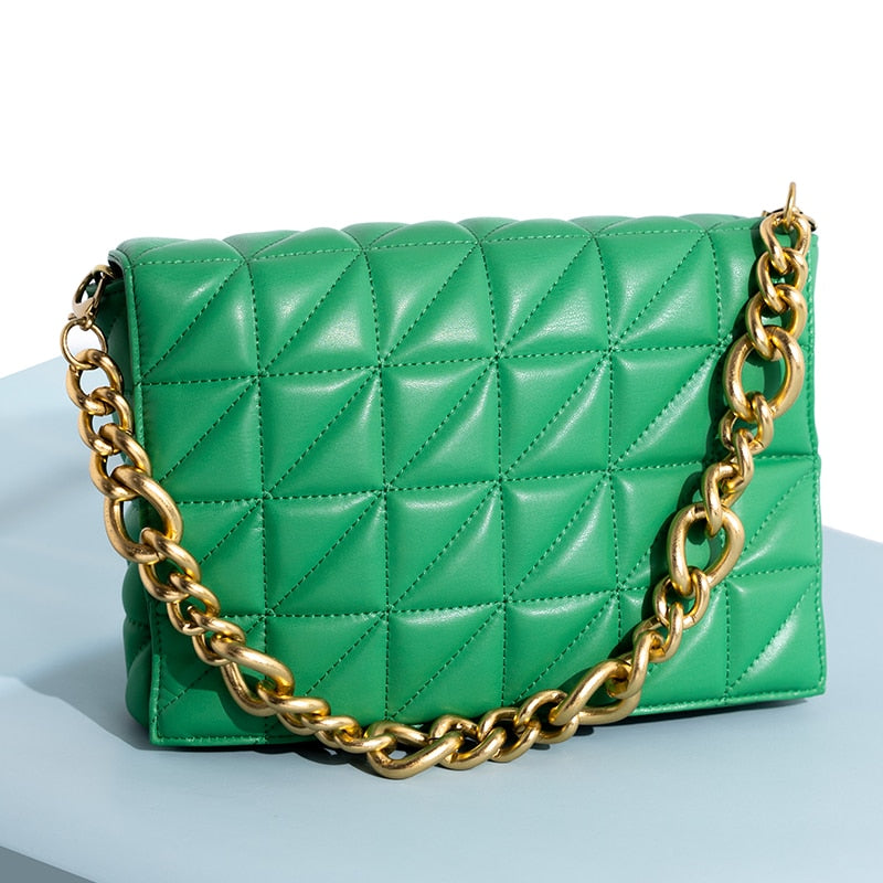 Branded Women's Shoulder Bags 2020 Thick Chain Quilted Shoulder Purses And Handbag Women Clutch Bags Ladies Hand Bag